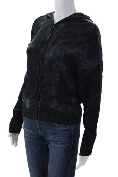 Electric & Rose Women Full Zip Hoodie Black Rayon Spandex Long Sleeve Size XS