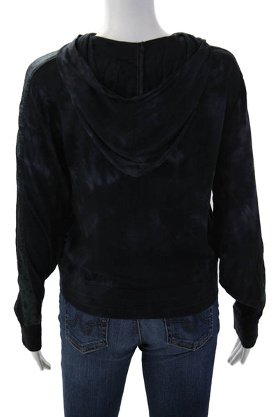 Electric & Rose Women Full Zip Hoodie Black Rayon Spandex Long Sleeve Size XS