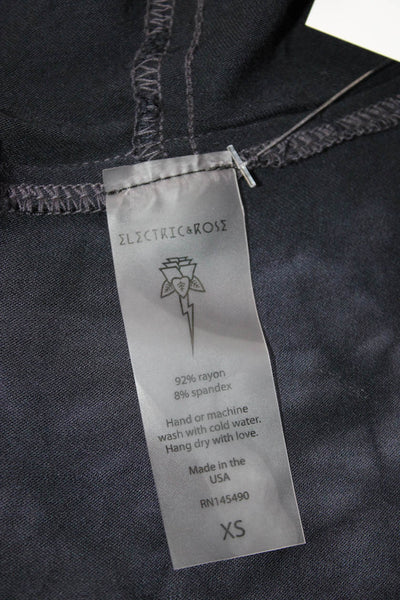 Electric & Rose Women Full Zip Hoodie Black Rayon Spandex Long Sleeve Size XS