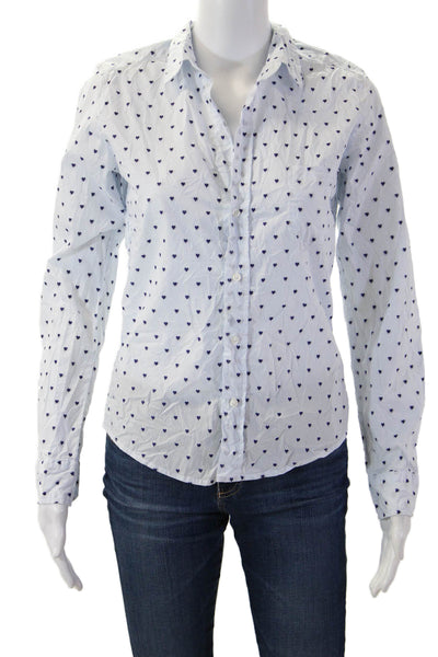 Frank & Eileen Women Light Blue Collared Cotton Button-Up Long Sleeve Size XS