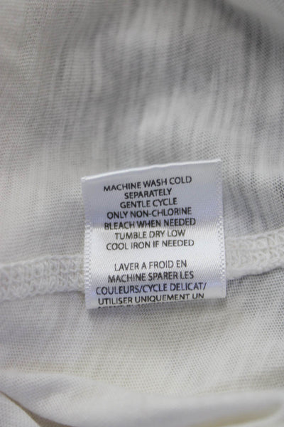 NSF Womens Basic Button-Up White Cotton Round Neck Long Sleeve Size PP