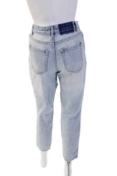 Ksubi Women 90s High Rise Boyfriend Mom Jeans Light Blue Cotton Button Size 24