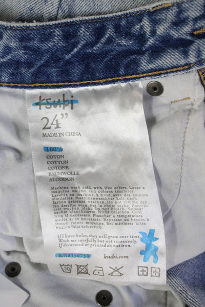 Ksubi Women 90s High Rise Boyfriend Mom Jeans Light Blue Cotton Button Size 24