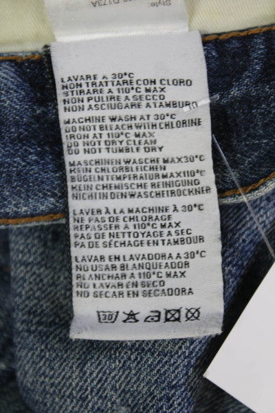 R13 Unisex Cropped Jeans Dark Blue 100% Cotton High Rise Button Size 27