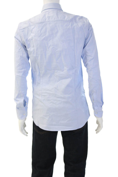 BOSS Mens Light Blue Point Collar Dress Shirt Long Sleeve Size 39