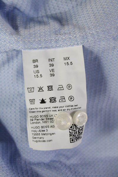 BOSS Mens Light Blue Point Collar Dress Shirt Long Sleeve Size 39
