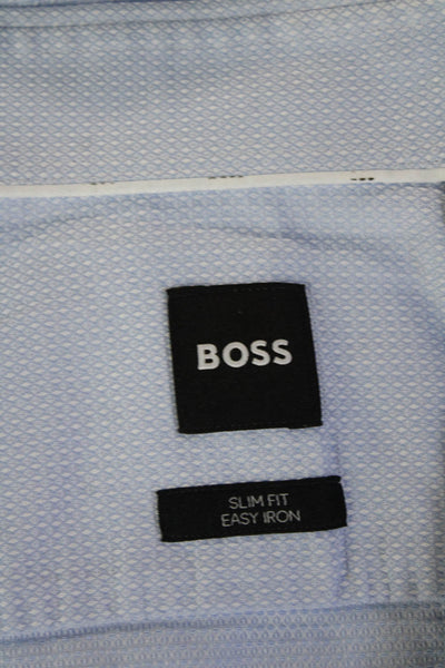 BOSS Mens Light Blue Point Collar Dress Shirt Long Sleeve Size 39