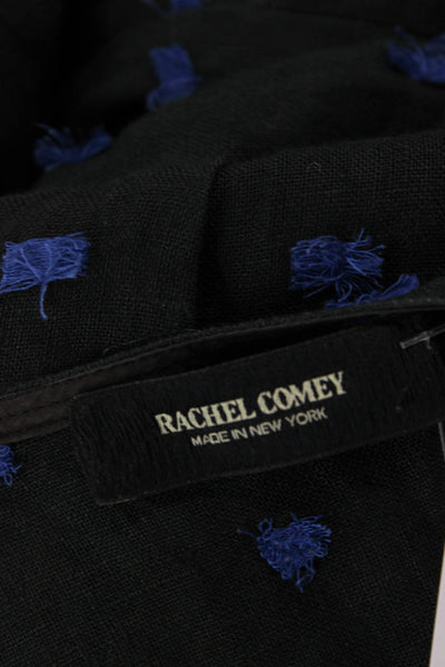 Rachel Comey Women Black Linen Textured V-Neck Sleeveless Jumpsuit Size 2