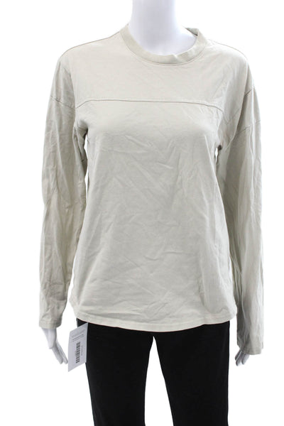 Everlane Women Basic Jersey T-Shirt Beige Cotton Long Sleeve Crew Neck Size S