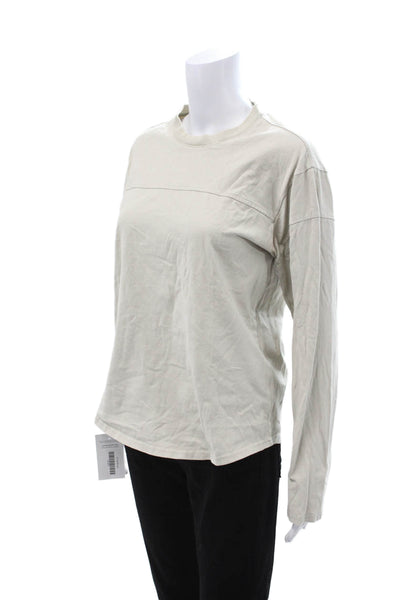 Everlane Women Basic Jersey T-Shirt Beige Cotton Long Sleeve Crew Neck Size S