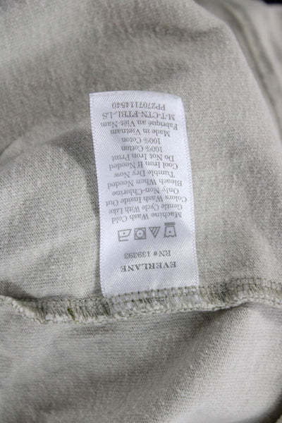 Everlane Women Basic Jersey T-Shirt Beige Cotton Long Sleeve Crew Neck Size S
