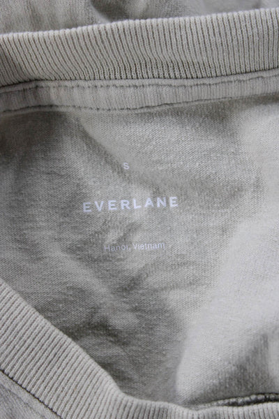 Everlane Women Basic Jersey T-Shirt Beige Cotton Long Sleeve Crew Neck Size S