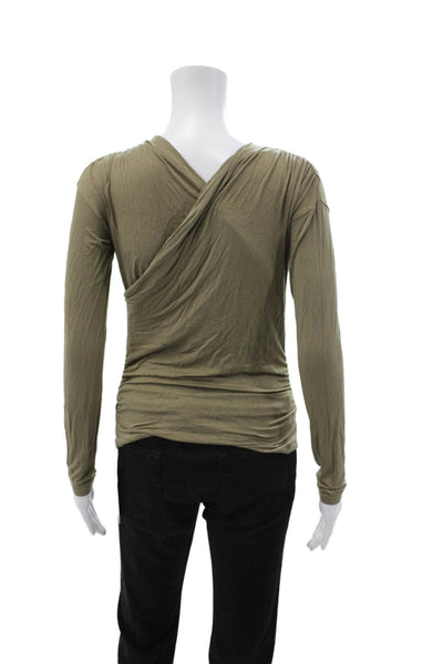 Blossom Womens Maternity V-Neck Long Sleeve Army Green Rayon Blend Top Size M