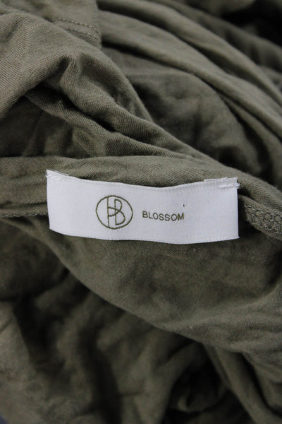Blossom Womens Maternity V-Neck Long Sleeve Army Green Rayon Blend Top Size M
