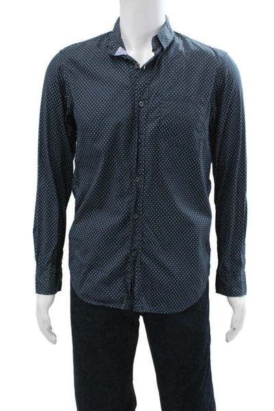 Banana Republic Mens Button Up Cotton Shirt Dark Blue Long Sleeve Size S