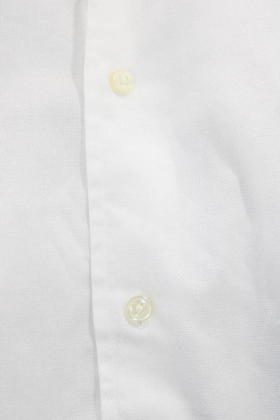 Isaac Mizrahi Mens Dress Shirt White Cotton Point Collar Long Sleeve Size S