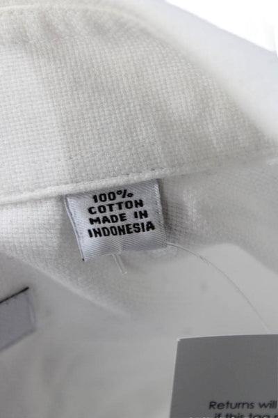 Isaac Mizrahi Mens Dress Shirt White Cotton Point Collar Long Sleeve Size S