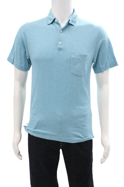 Patagonia Mens Light Blue Striped Cotton Button-Down Polo Size XS