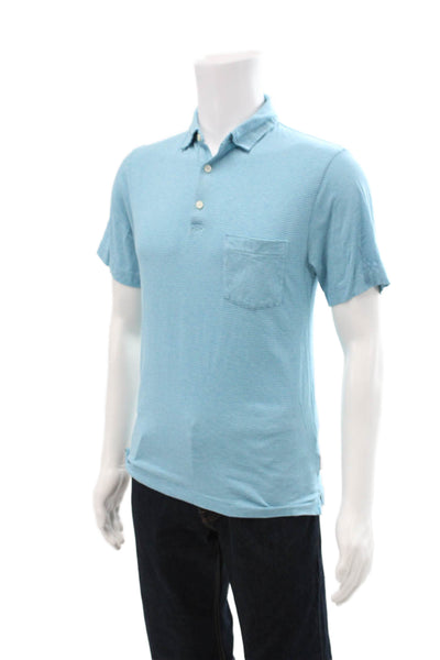 Patagonia Mens Light Blue Striped Cotton Button-Down Polo Size XS