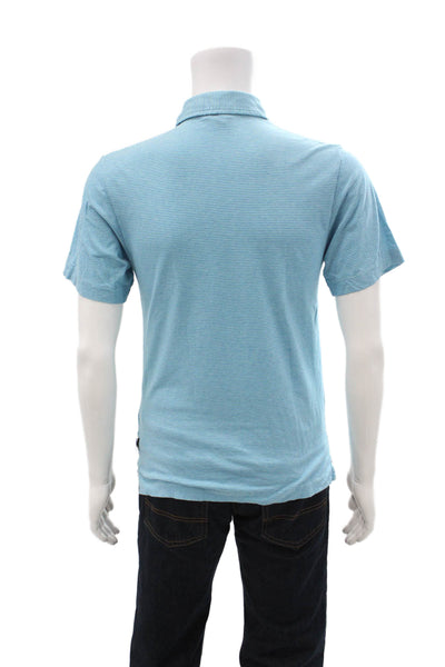 Patagonia Mens Light Blue Striped Cotton Button-Down Polo Size XS