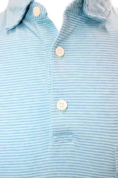 Patagonia Mens Light Blue Striped Cotton Button-Down Polo Size XS