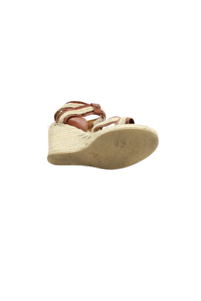 Isabel Marant Womens Leather Espadrille Wedge Sandals Brown Size 37 7
