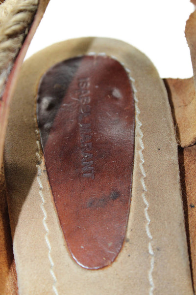 Isabel Marant Womens Leather Espadrille Wedge Sandals Brown Size 37 7