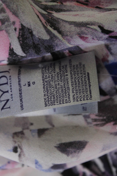 NYDJ Womens Floral Black Long Sleeve Polyester Blouse Size L