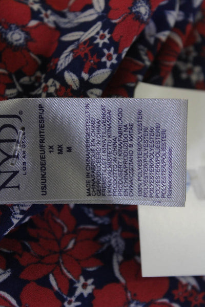 NYDJ Women Tunic Floral Square Neck Long Sleeve Red Size 1X