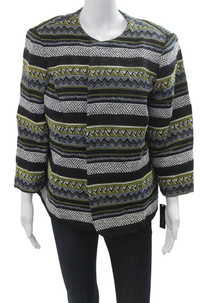 Tahari Levine Womens Black Aztec 3/4 Sleeve Jacket Size 18W