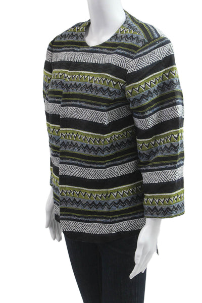 Tahari Levine Womens Black Aztec 3/4 Sleeve Jacket Size 18W