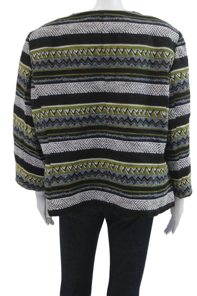 Tahari Levine Womens Black Aztec 3/4 Sleeve Jacket Size 18W