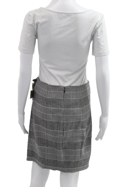 Rachel Rachel Roy Womens Plaid Mini Straight Pencil Skirt Black Size 4