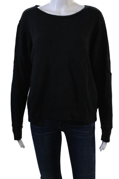 LNA Womens Pullover Sweatshirt Black 97% Cotton Long Sleeve Size M