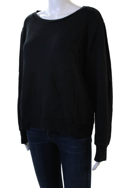 LNA Womens Pullover Sweatshirt Black 97% Cotton Long Sleeve Size M