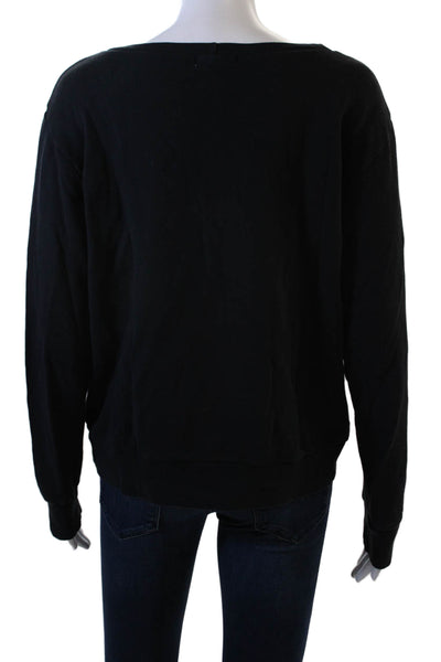 LNA Womens Pullover Sweatshirt Black 97% Cotton Long Sleeve Size M