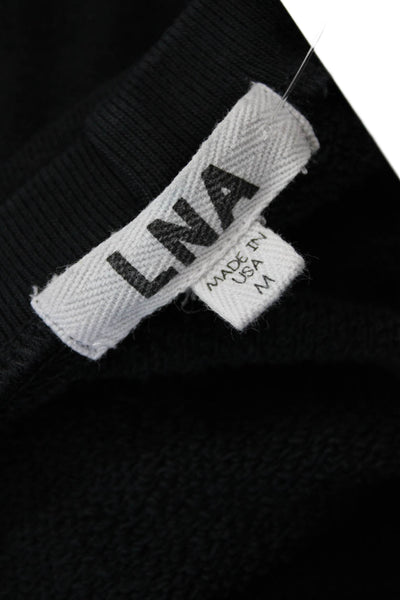 LNA Womens Pullover Sweatshirt Black 97% Cotton Long Sleeve Size M