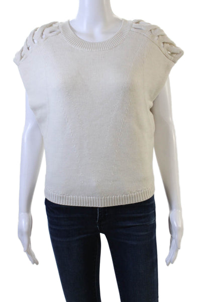 IRO Womens Pullover Sweater White 100% Wool Sleeveless Crewneck Lace Up Size L