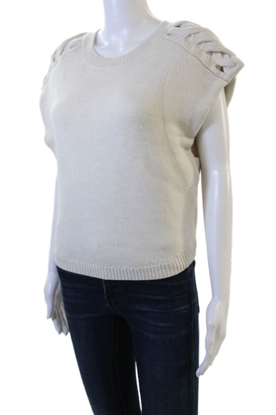 IRO Womens Pullover Sweater White 100% Wool Sleeveless Crewneck Lace Up Size L