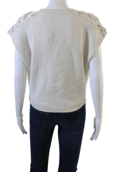 IRO Womens Pullover Sweater White 100% Wool Sleeveless Crewneck Lace Up Size L