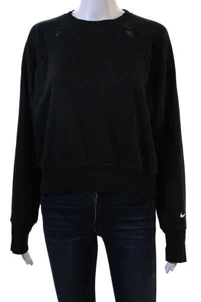 Nike Womens Pullover Sweatshirt Black Crew Neck Long Sleeve Size M