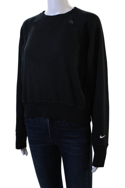 Nike Womens Pullover Sweatshirt Black Crew Neck Long Sleeve Size M