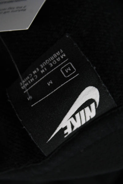 Nike Unisex Pullover Hoodie Black Graphic Drawstring Long Sleeve Size M