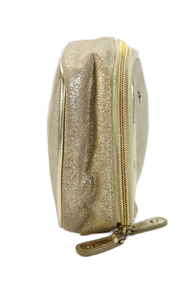 Stephanie Johnson Womens Metallic Zippered Makeup Bag Gold