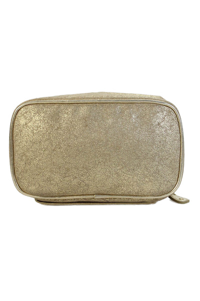 Stephanie Johnson Womens Metallic Zippered Makeup Bag Gold
