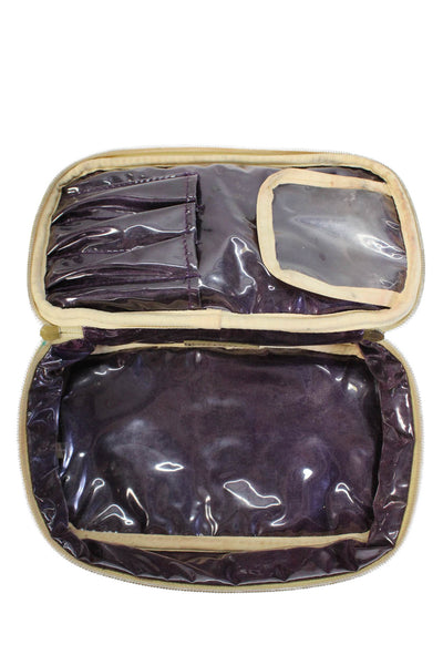 Stephanie Johnson Womens Metallic Zippered Makeup Bag Gold