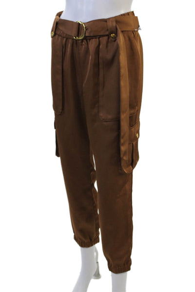 INC International Concepts Womens Cargo Jogger Pants Brown Buckle Size PM