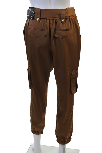INC International Concepts Womens Cargo Jogger Pants Brown Buckle Size PM