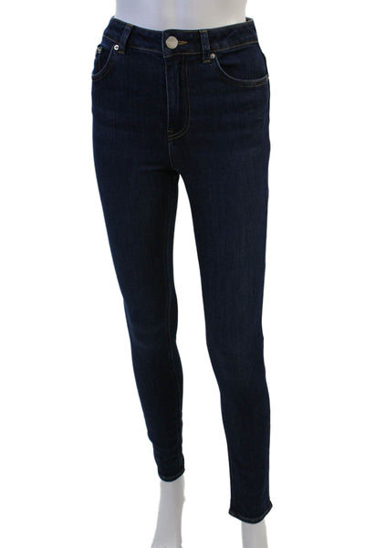 Aligne Women Skinny Dark Blue Organic Cotton Mid Rise Jeans Size 25