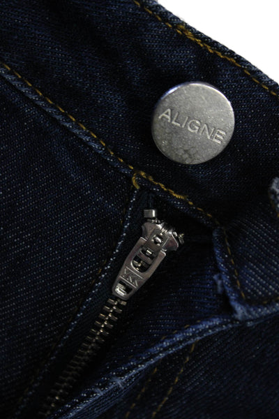 Aligne Women Skinny Dark Blue Organic Cotton Mid Rise Jeans Size 25